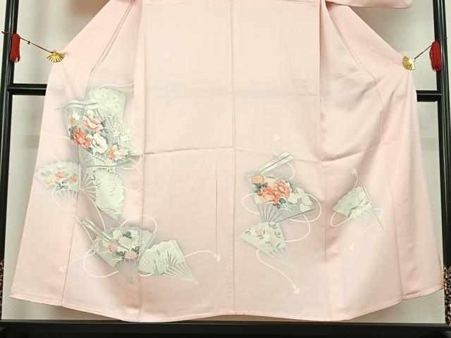 平和屋着物▽訪問着 単衣 刺繍 扇面花文 暈し染め 正絹 逸品 AABJ1568jh