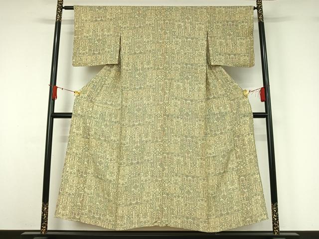 平和屋着物▽上質な小紋 単衣 草花文 正絹 逸品 AABJ1570jh