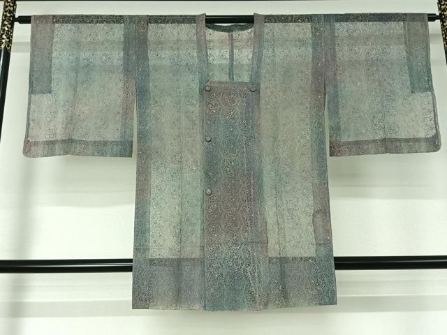 平和屋着物▽道行コート スリーシーズン 春夏秋 塵除け オーガンジー 草花文 正絹 逸品 AABJ1575jh