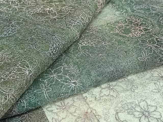 平和屋着物▽道行コート スリーシーズン 春夏秋 塵除け オーガンジー 草花文 正絹 逸品 AABJ1575jh