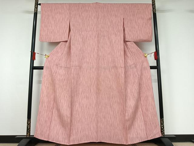 平和屋着物▽上質な小紋 単衣 縞 正絹 逸品 AABJ1578jh
