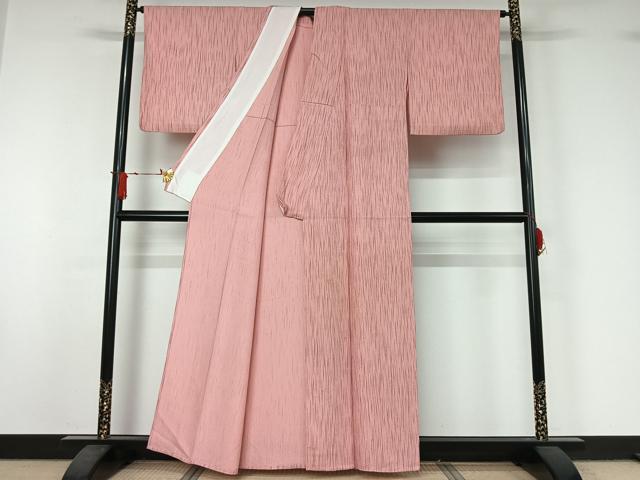 平和屋着物▽上質な小紋 単衣 縞 正絹 逸品 AABJ1578jh