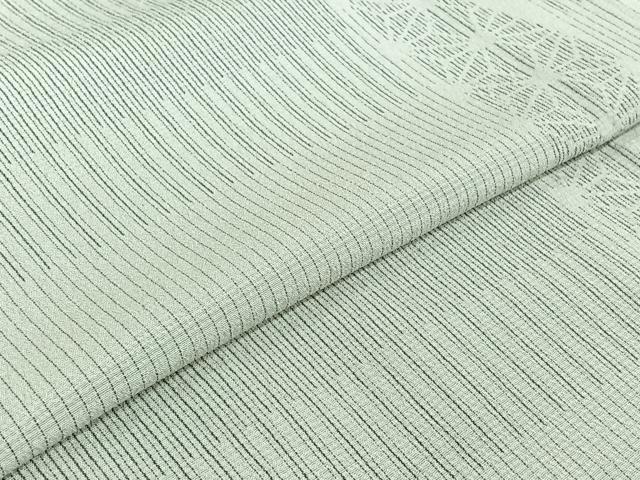 平和屋着物▽本塩沢 単衣 麻の葉横段文 正絹 逸品 AABJ1579jh