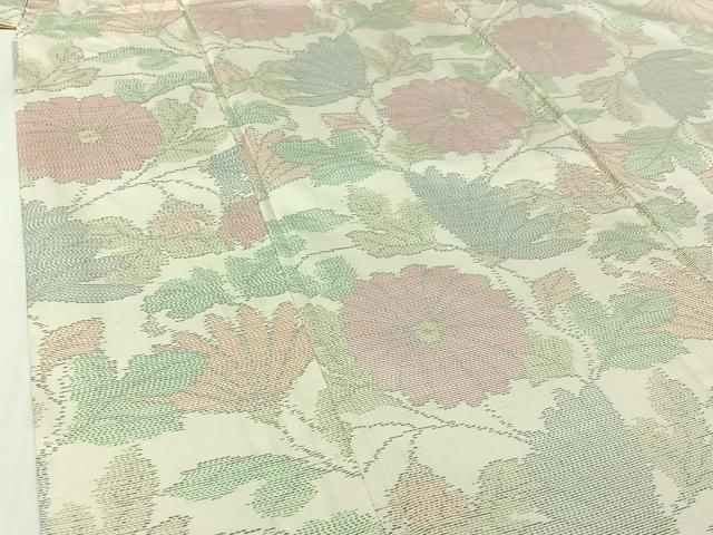 平和屋着物▽本場大島紬 白大島 単衣 草花文 正絹 逸品 AABJ1581jh