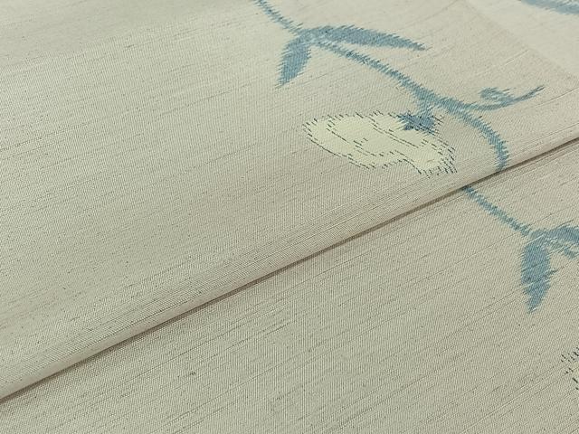 平和屋着物▽上質な紬 単衣 草花文 正絹 逸品 AABJ1582jh