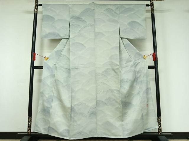 平和屋着物▽染色作家 斉藤三才 小紋 単衣 風景文 暈し染め 正絹 逸品 AABJ1583jh