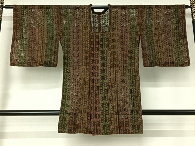 平和屋着物▽道行コート スリーシーズン 春夏秋 塵除け リボン織 幾何学文様 正絹 逸品 AABJ1588jh