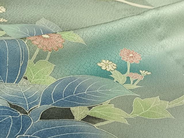平和屋着物▽訪問着 単衣 飾花文 暈し染め 金彩 正絹 逸品 AABJ1593jh