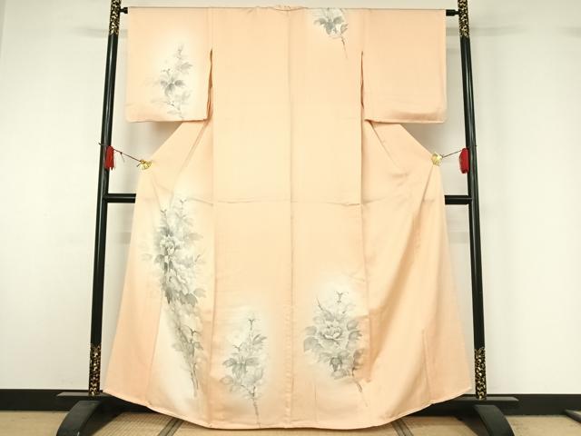 平和屋着物▽訪問着 単衣 手描き 草花文 暈し染め 正絹 逸品 AABJ1597jh