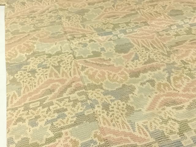 平和屋着物▽上質な紬 単衣 風景文 正絹 逸品 AABJ1599jh