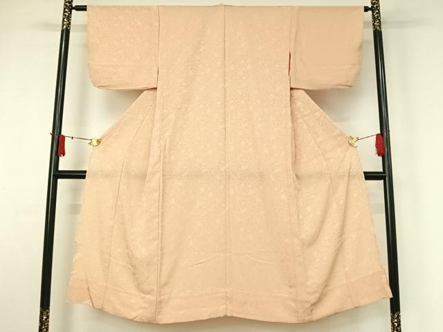 平和屋着物▽色無地 単衣 草花地紋 肌色 洗える着物 AABJ1600jh