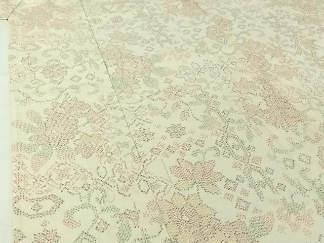 平和屋着物▽本塩沢 単衣 草花文 正絹 逸品 AABJ1603jh