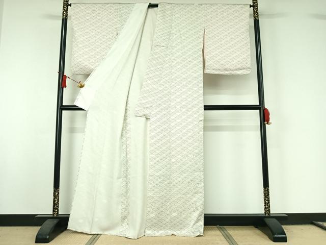 平和屋着物▽上質な小紋 単衣 青海波 正絹 逸品 AABJ1604jh