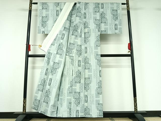 平和屋着物▽本場村山大島紬 単衣 短冊花文 正絹 逸品 AABJ1611jh