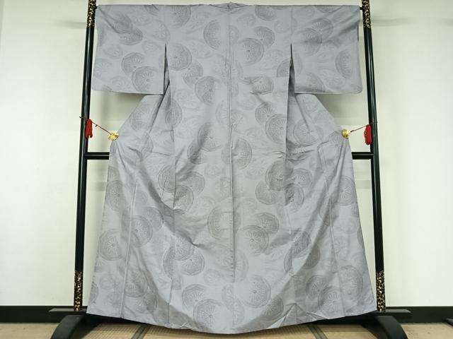 平和屋着物▽本場大島紬 単衣 9マルキ 源氏車文 正絹 逸品 AABJ1613jh