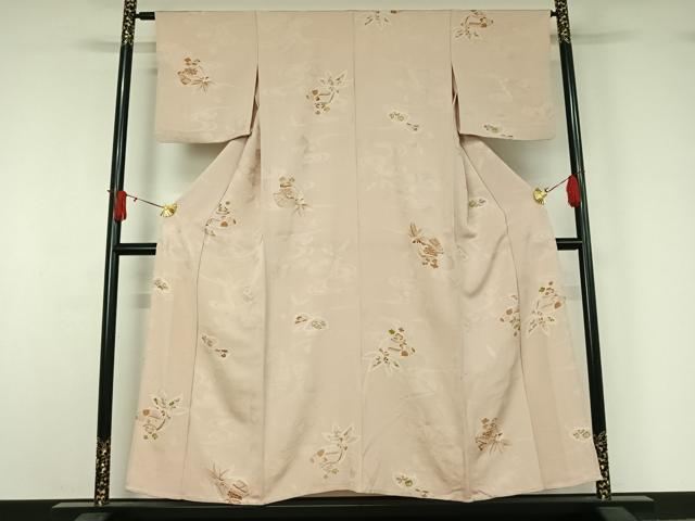 平和屋着物▽上質な小紋 単衣 絞り 地紋起こし 飾花文 正絹 逸品 AABJ1615jh