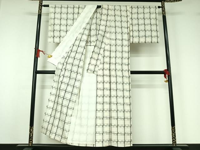 平和屋着物▽上質な紬 単衣 琉球絣文様 正絹 逸品 AABJ1619jh