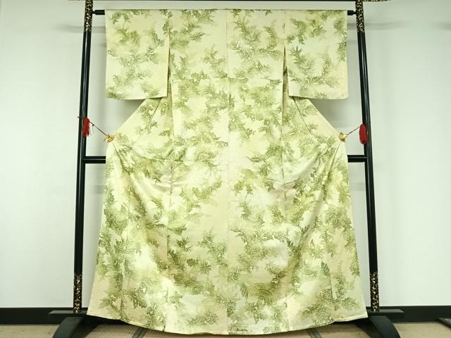 平和屋着物▽上質な小紋 単衣 更紗花文 暈し染め 正絹 逸品 AABJ1620jh