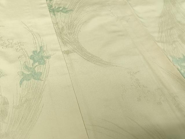 平和屋着物▽上質な小紋 単衣 寿光織 草花文 正絹 逸品 AABJ1625jh