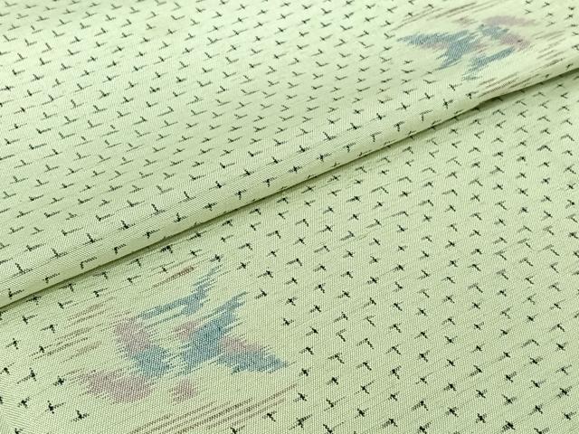 平和屋着物▽上質な紬 単衣 草花文 正絹 逸品 AABJ1628jh