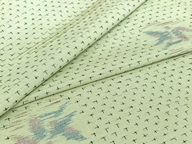 平和屋着物▽上質な紬 単衣 草花文 正絹 逸品 AABJ1628jh