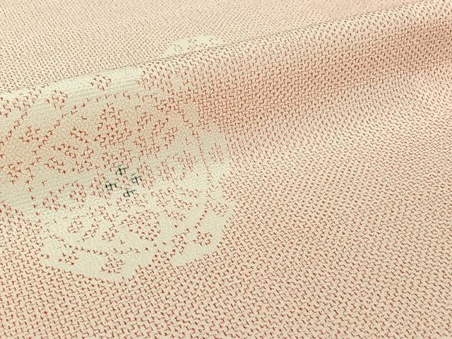 平和屋着物▽本塩沢 単衣 正倉院花文 正絹 逸品 AABJ1632jh