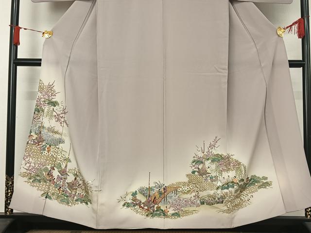 平和屋着物▽豪華色留袖 単衣 総刺繍 人物風景花文 暈し染め 金糸 正絹 逸品 AABJ1637jh