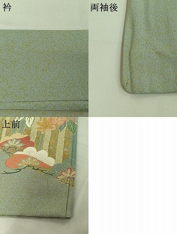 平和屋着物▽訪問着 単衣 枝花文 金銀彩 正絹 逸品 AABJ1639jh