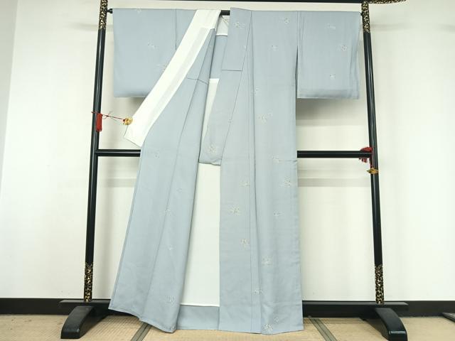 平和屋着物▽上質な小紋 単衣 友禅 草花文 正絹 逸品 未使用 AABJ1641jh