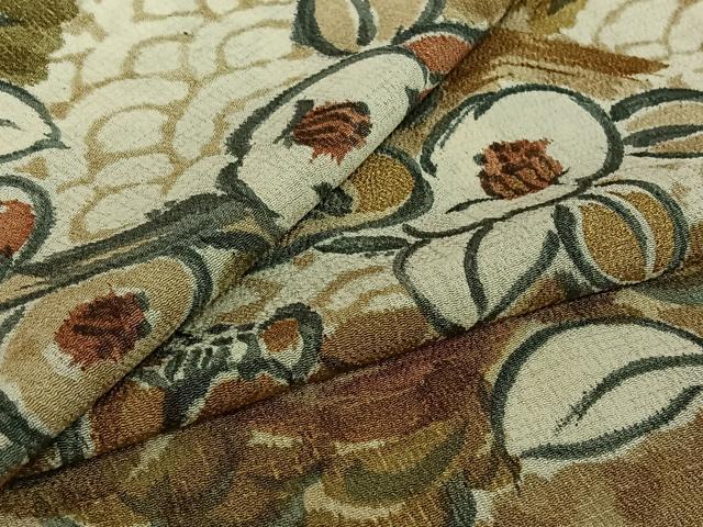 平和屋着物▽上質な小紋 単衣 手描き 吉祥花文 金彩 鬼しぼ縮緬 正絹 逸品 AABJ1658jh