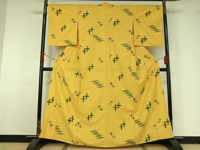 平和屋着物▽小紋 単衣 琉球絣文様 洗える着物 AABJ1666jh