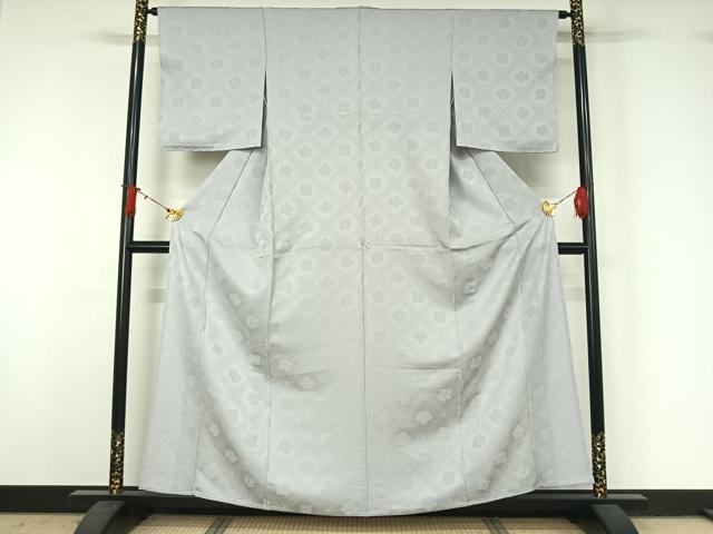 平和屋着物▽上質な色無地 単衣 舞花地紋 白菫色 正絹 逸品 未使用 AABJ1675jh