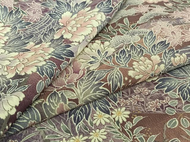 平和屋着物▽上質な小紋 単衣 草花文 正絹 逸品 AABJ1681jh