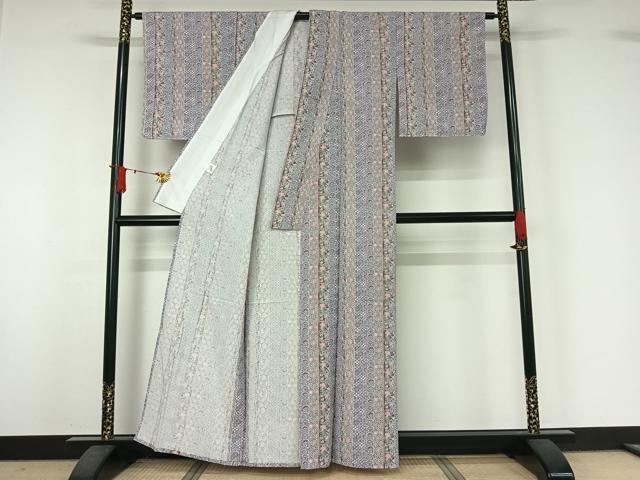 平和屋着物▽小紋 単衣 吉祥花間道 さんび謹製 洗える着物 AABJ1682jh