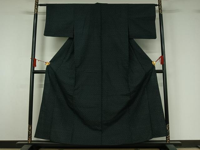 平和屋着物▽上質な紬 単衣 幾何学文様 正絹 逸品 AABJ1690jh