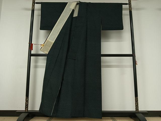 平和屋着物▽上質な紬 単衣 幾何学文様 正絹 逸品 AABJ1690jh