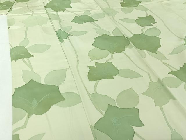 平和屋着物▽上質な小紋 単衣 地紋起こし 草花文 正絹 逸品 AABJ1693jh