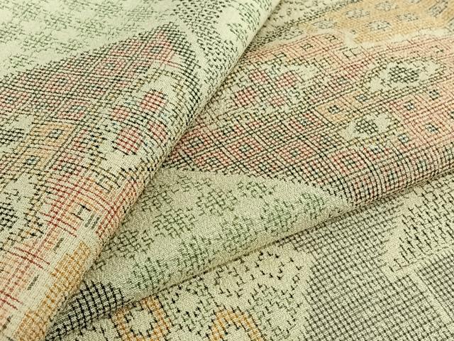 平和屋着物▽本塩沢 単衣 地紙花文 正絹 逸品 未使用 AABJ1694jh