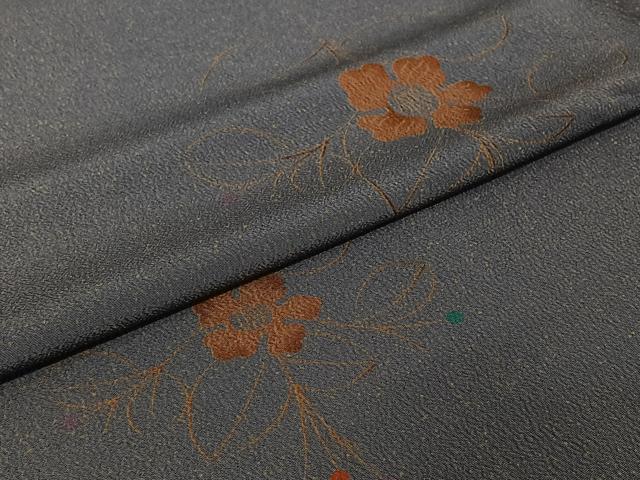 平和屋着物▽小紋 単衣 草花文 鬼しぼ縮緬 三越扱い 洗える着物 AABJ1710jh