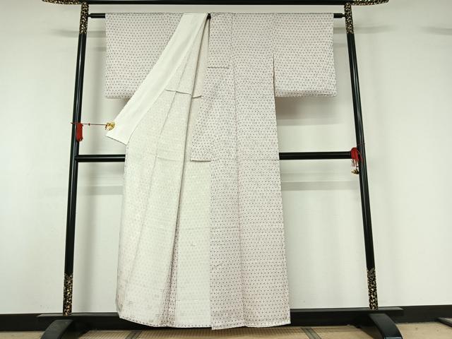 平和屋着物▽上質な小紋 単衣 亀甲花文 正絹 逸品 AABJ1713jh
