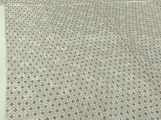 平和屋着物▽上質な小紋 単衣 亀甲花文 正絹 逸品 AABJ1713jh