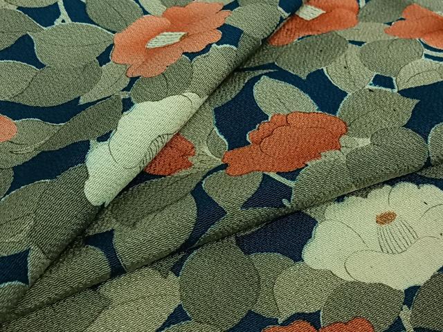 平和屋着物▽上質な小紋 単衣 手描き 草花文 金彩 鬼しぼ縮緬 正絹 逸品 AABJ1715jh