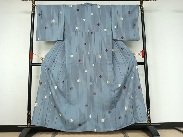 平和屋着物▽小紋 単衣 丸文 洗える着物 AABJ1720jh