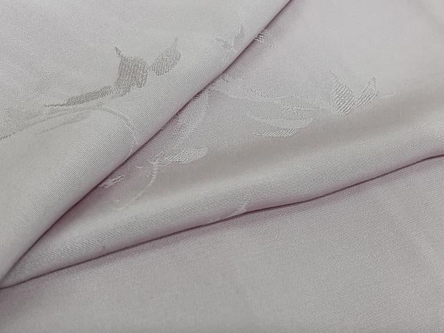 平和屋着物▽上質な色無地 単衣 草葉地紋 白藤色 正絹 逸品 AABJ1730jh
