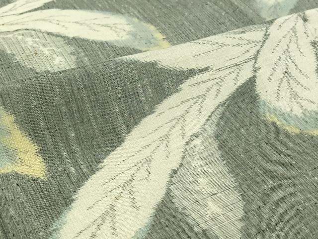 平和屋着物▽上質な紬 単衣 草葉文 正絹 逸品 AABJ1733jh