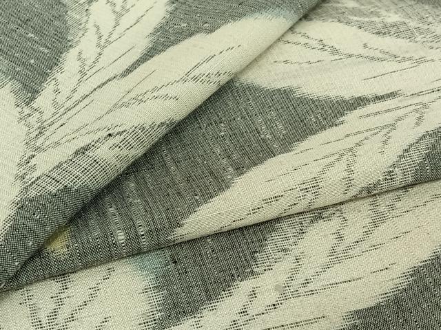 平和屋着物▽上質な紬 単衣 草葉文 正絹 逸品 AABJ1733jh