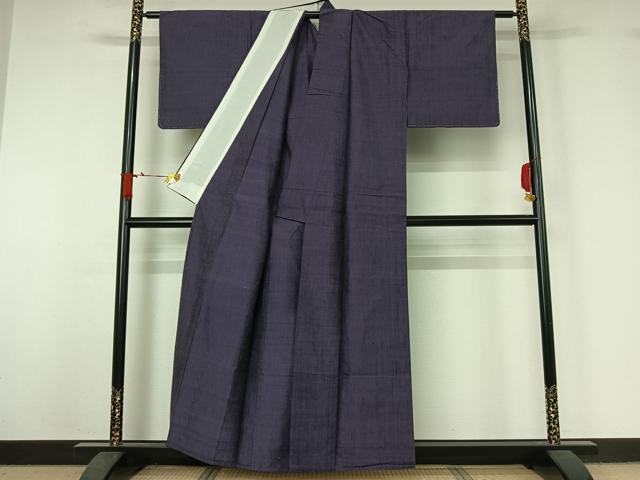 平和屋着物▽上質な紬 単衣 紫苑色 正絹 逸品 未使用 AABJ1735jh