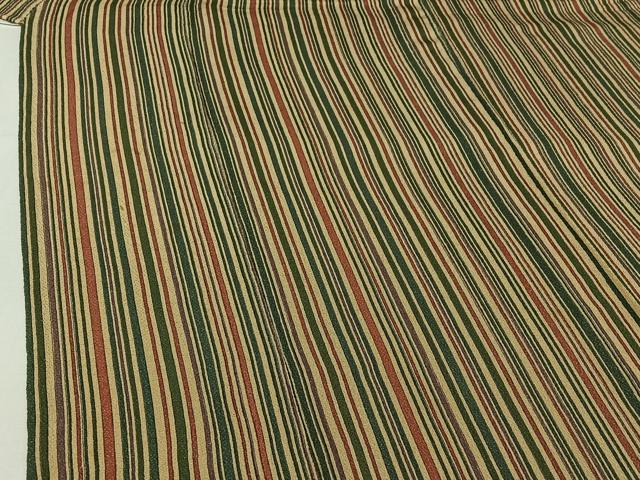 平和屋着物▽上質な小紋 単衣 縞 鬼しぼ縮緬 正絹 逸品 AABJ1738jh