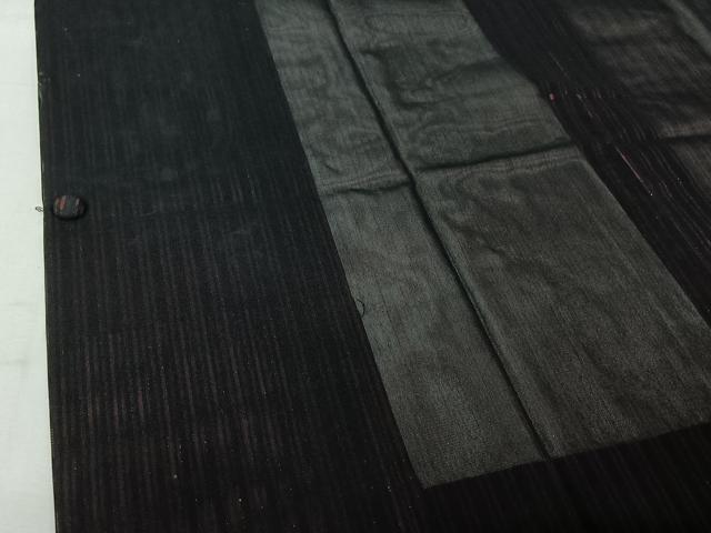 平和屋着物▽道行コート スリーシーズン 春夏秋 塵除け 縞 黒地 銀糸 正絹 逸品 AABJ1740jh