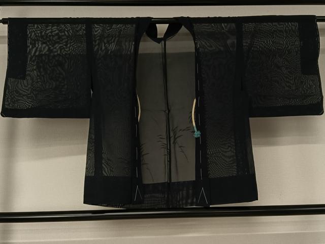 平和屋着物▽羽織 スリーシーズン 春夏秋 塵除け 樹林文 濃紺地 正絹 逸品 AABJ1745jh